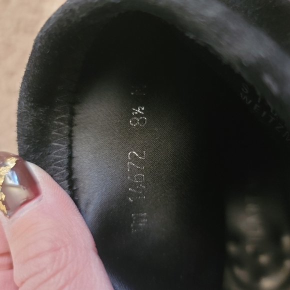 🧡 Stuart Weitzman black suede ankle sock glove heel booties back ties 8.5 M - Picture 8 of 13